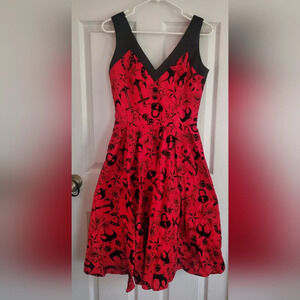 Hell Bunny Vixen red all over print tattoo flash flock retro dress